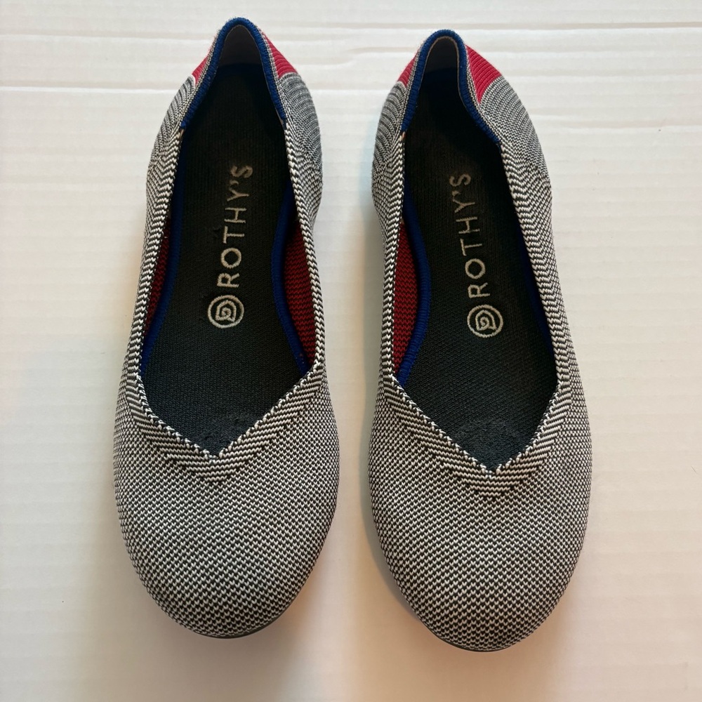 Rothy’s Retired Cherry Ribbon Ballet Flat Round Shoes Discontinued Size 9 RARE